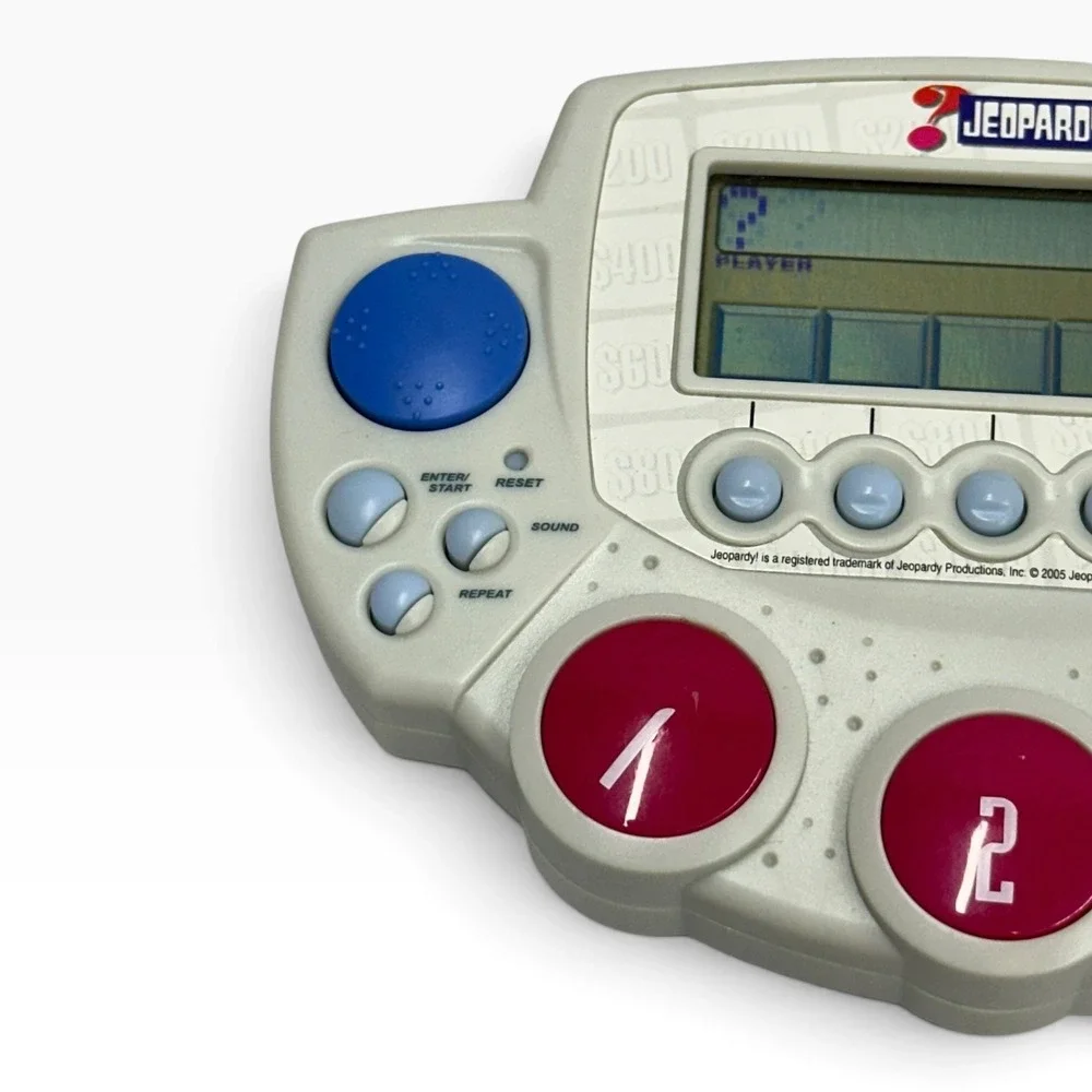 Jeopardy! Handheld Electronic Game 2005 Trivia Console Gray 3-Player 64243A